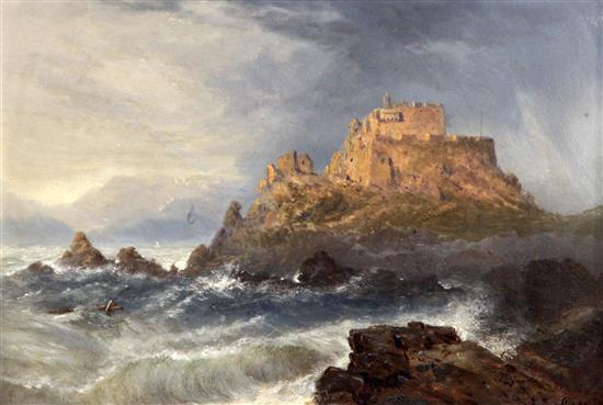 Frederick Tully Lott (fl.1852-1879) Mont Orgueil Castle, Jersey 8 x 12in.